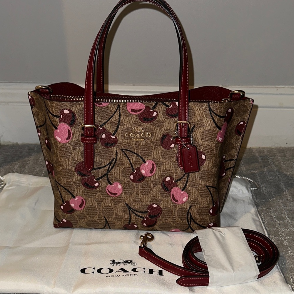 Coach Brown and Pink Cherry Tote